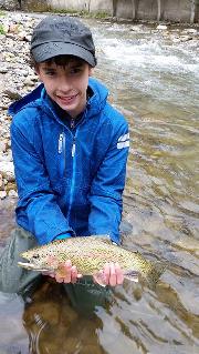 Rainbow trout April, Slovenia fly fishing
